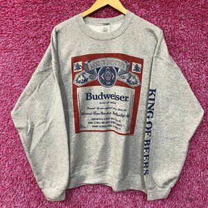 Budweiser Beer Label Oversized Promo Crewneck Sweater Large